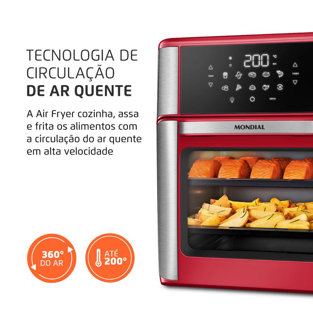 Fritadeira Air Fryer Forno Oven 12L Mondial Vermelho/Inox 2000W - AFON-12L-RI - 4