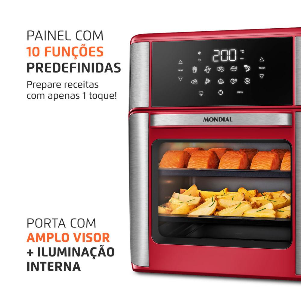 Fritadeira Air Fryer Forno Oven 12L Mondial Vermelho/Inox 2000W - AFON-12L-RI - 6
