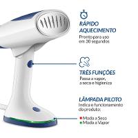 Passadeira a Vapor Dobrável Mondial Branco/Azul Bivolt - VP-10-DB