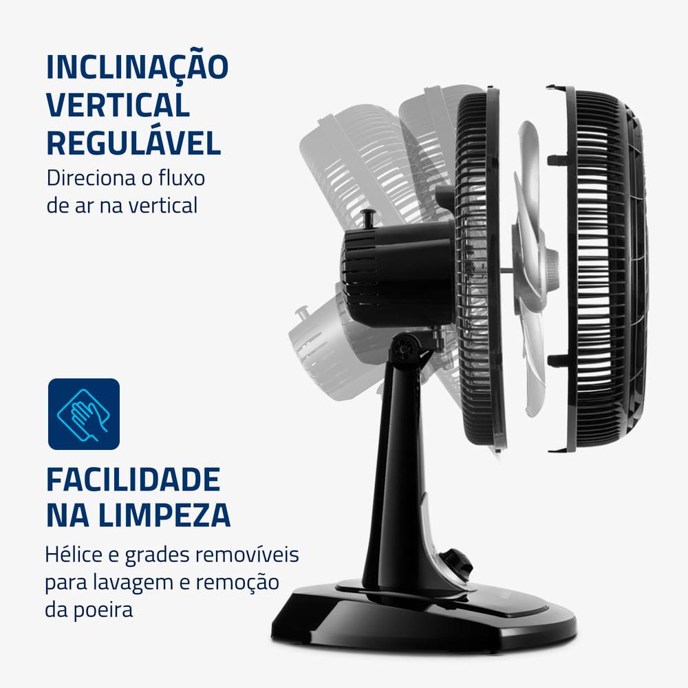 Ventilador de Mesa 30cm Turbo Mondial Preto/Prata 60W VT-30-NB - 3