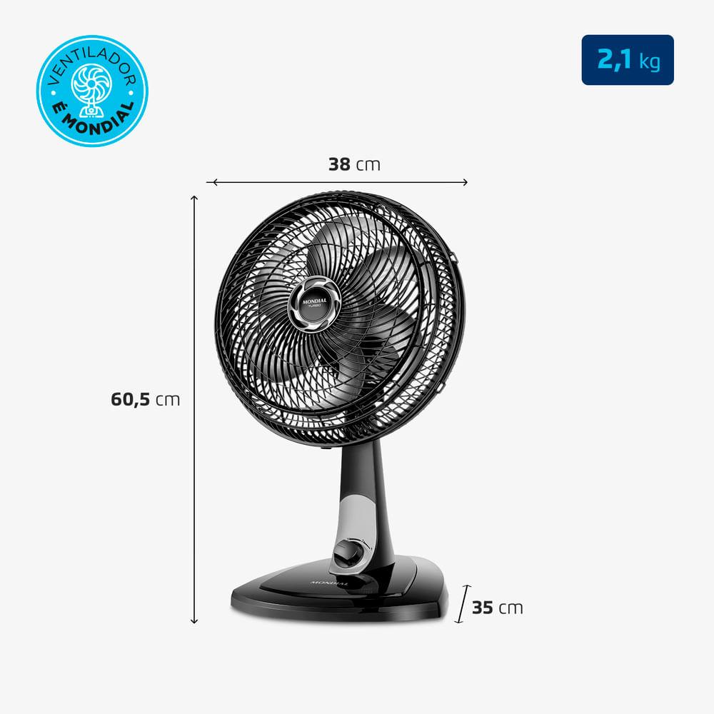 Ventilador de Mesa 30cm Turbo Mondial Preto/Prata 60W VT-30-NB - 6