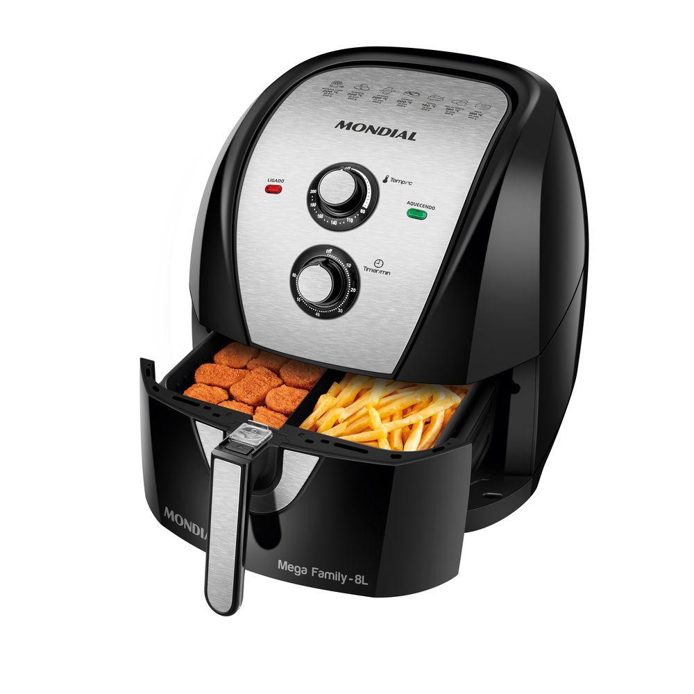 Fritadeira Sem Óleo Com Divisória Air Fryer 8L Mondial Preto/Inox 1900W - AFD-80-BI - 1