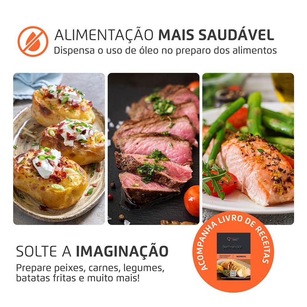 Fritadeira Sem Óleo Com Divisória Air Fryer 8L Mondial Preto/Inox 1900W - AFD-80-BI - 6