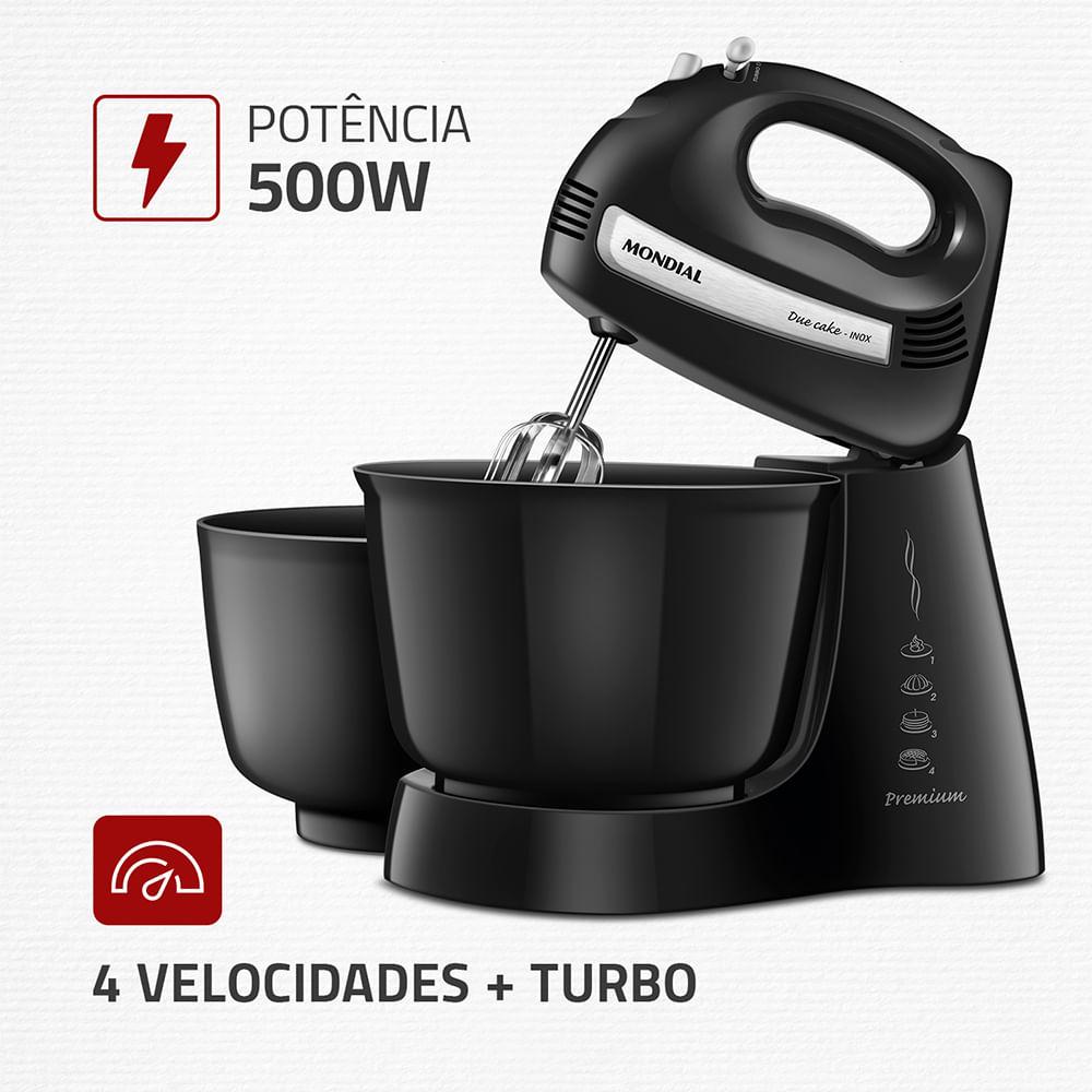 Batedeira Premium Mondial Preto e Inox 500W B-04 NP - 2