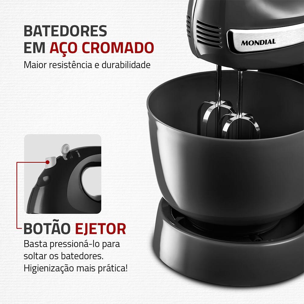 Batedeira Premium Mondial Preto e Inox 500W B-04 NP - 4