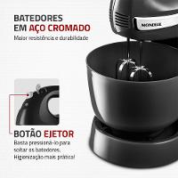Batedeira Premium Mondial Preto e Inox 500W B-04 NP