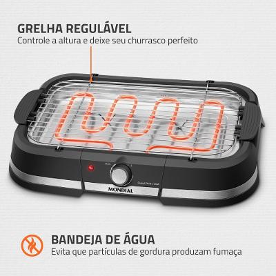 Churrasqueira Elétrica Mondial Grand Steak & Grill CH-08-BI 2000W Preto