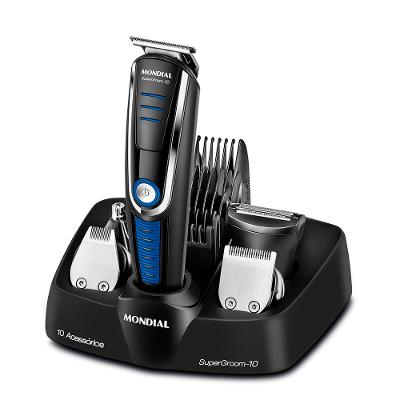 Aparador de Pelos Super Groom 10 Mondial Preto e Azul   BG-03