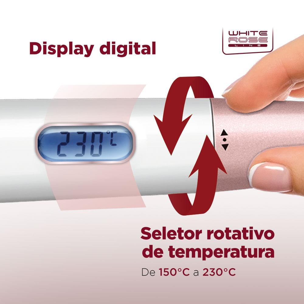 Prancha Alisadora e Modeladora Mondial Branco e Rose Gold 50W P-51 - 4