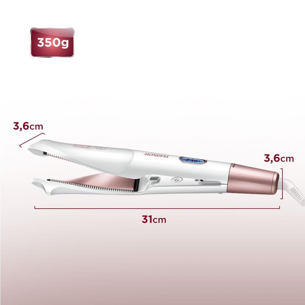 Prancha Alisadora e Modeladora Mondial Branco e Rose Gold 50W P-51 - 7