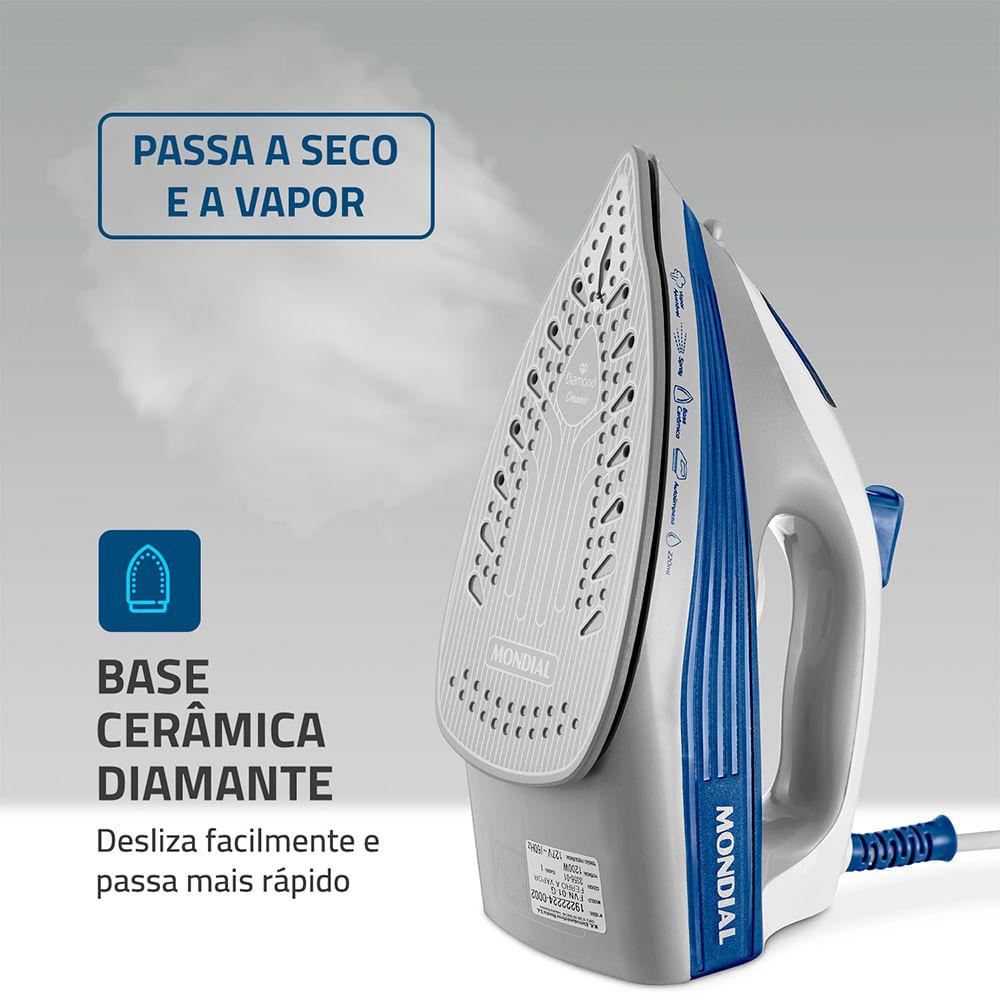 Ferro a Vapor Mondial Branco e Azul 1200W FVN-01-BL - 2
