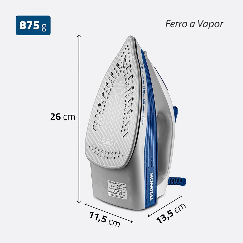 Ferro a Vapor Mondial Branco e Azul 1200W FVN-01-BL - 8