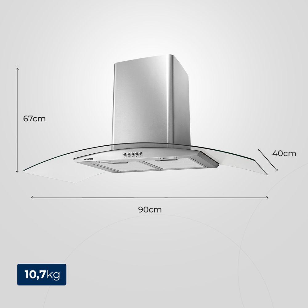 Coifa de Parede Mondial Inox 250W CF90-01 - 7