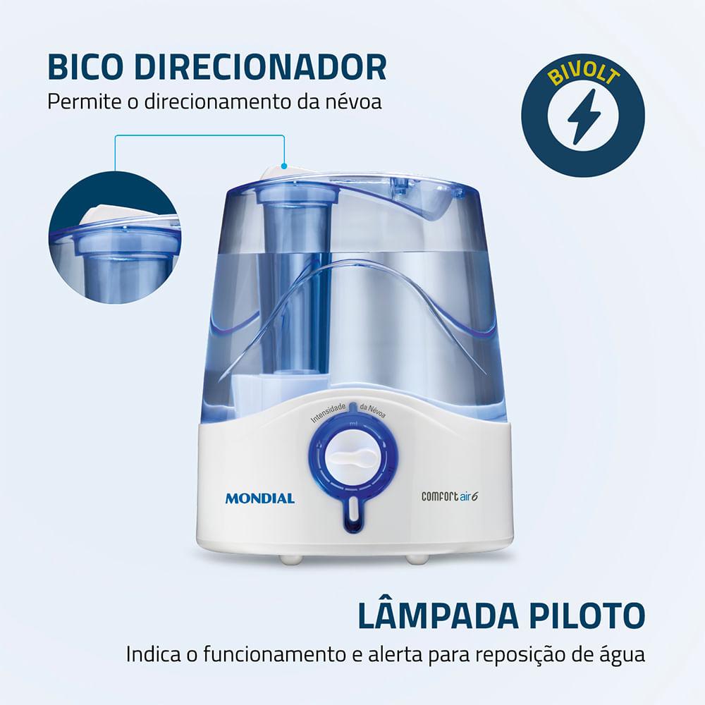 Umidificador de Ar Comfort Air 6 Mondial Branco e Azul 35W UA-07 - 6