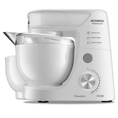 Batedeira Planetária Mondial Branco e Inox 700W BP-01P-W