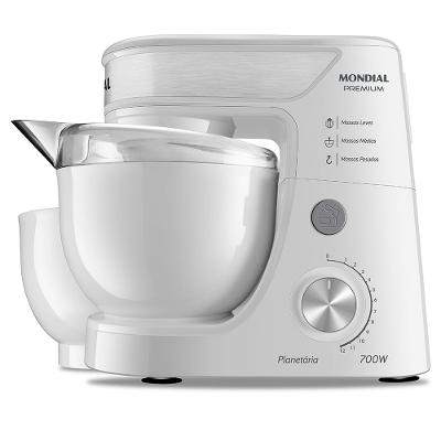 Batedeira Planetária Mondial Branco e Inox 700W BP-01P-W