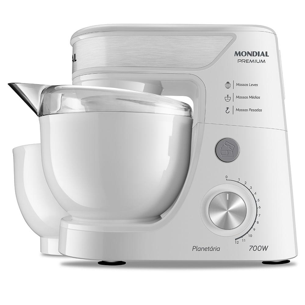Batedeira Planetária Mondial Branco e Inox 700W BP-01P-W - 1
