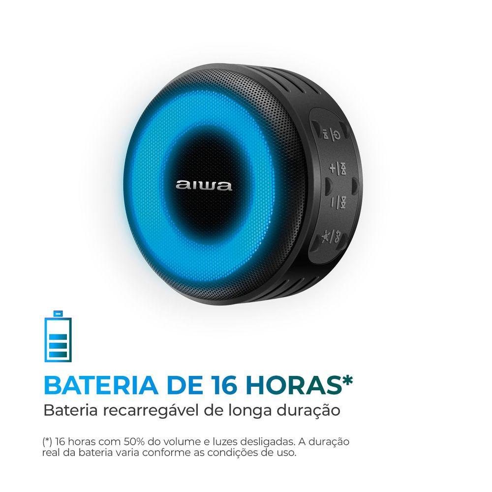 Caixa de Som Speaker AIWA SP-02 10W Bluetooth 16H IP65 RGB USB TWS - 6