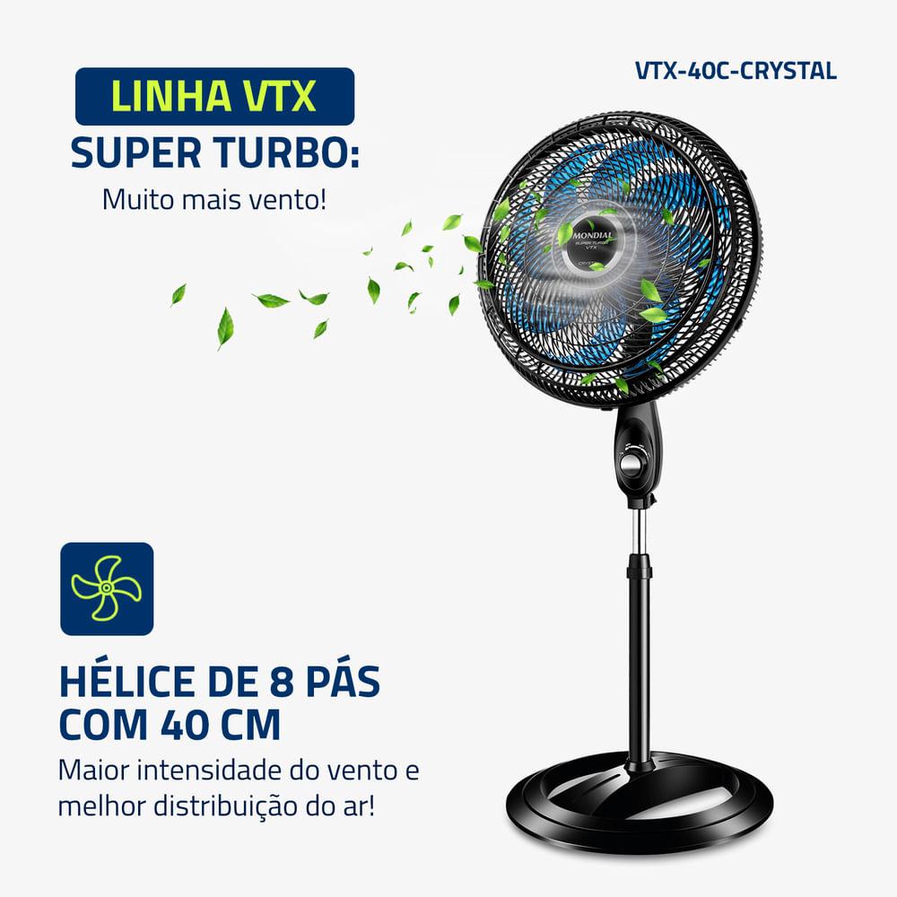 Ventilador de Coluna  Super Turbo 8 Pás Mondial - VTX-40C-CRYSTAL - 2