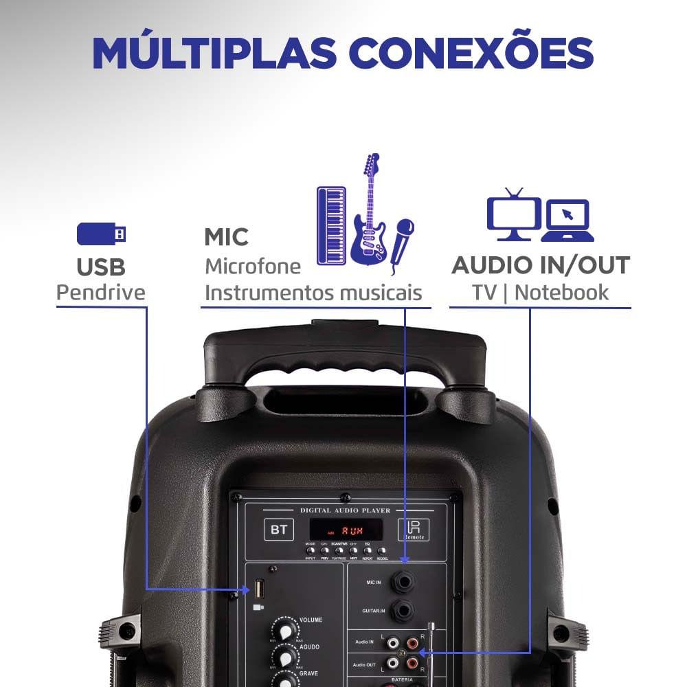 Caixa Amplificada Connect Power II Mondial Preto e Vermelho 550W RMS CM-550 - 3