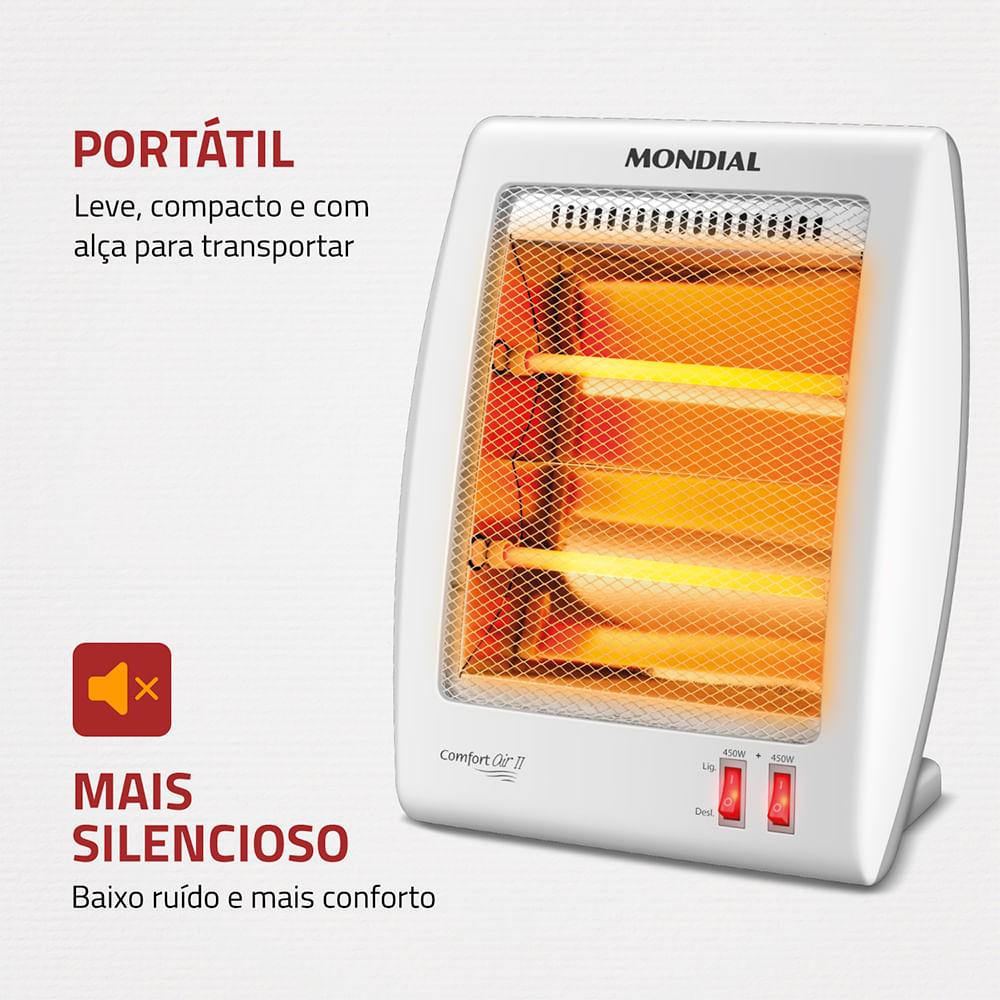 Aquecedor Quartzo Comfort Air II Mondial Branco e Cinza 900W A-15 - 5