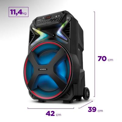 Caixa Amplificada Connect Lights Mondial Preto e Vermelho 700W RMS CM-700