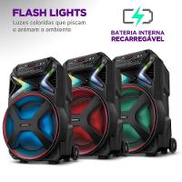 Caixa Amplificada Connect Lights Mondial Preto e Vermelho 700W RMS CM-700 - 5