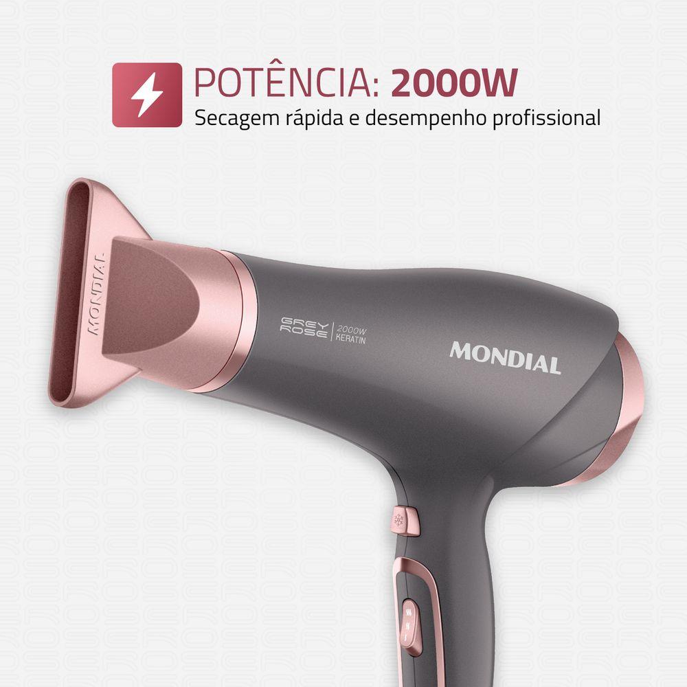 Secador de Cabelos Mondial Grafite e Rose 2000W SCN-11 - 2