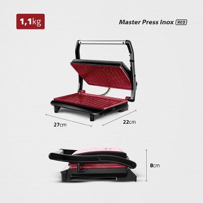 Press Grill Master Press Mondial Vermelho e Inox 1000W PG-01-RC
