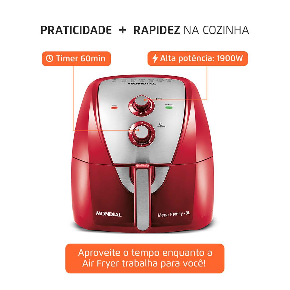Fritadeira Sem Óleo Air Fryer 8 Litros AFN-80-RI Mondial - 8