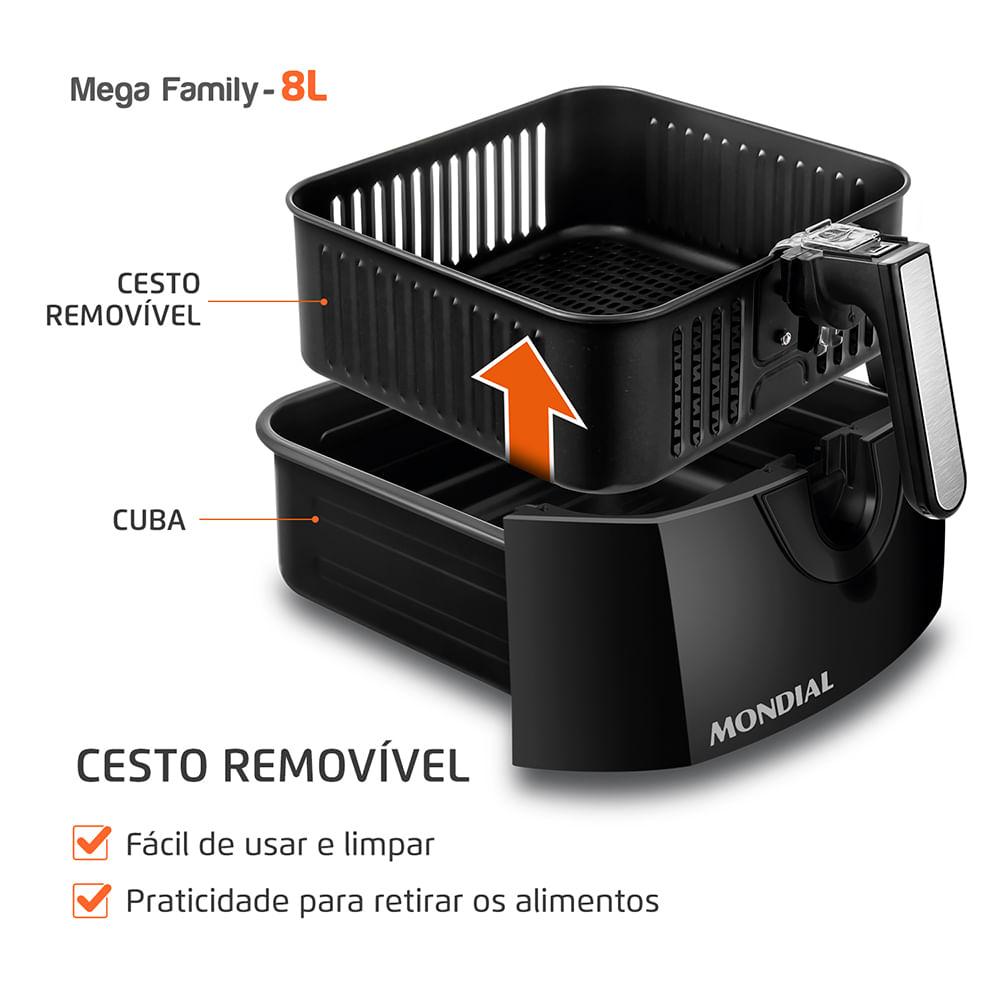 Fritadeira Sem Óleo Air Fryer 8L Mondial Preto - AFN-80-FB - 5
