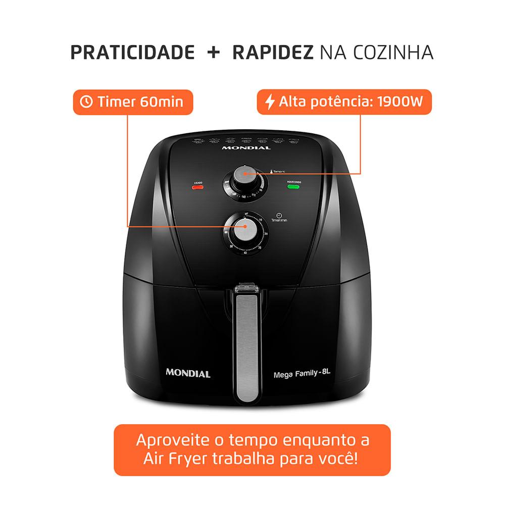 Fritadeira Sem Óleo Air Fryer 8L Mondial Preto - AFN-80-FB - 8