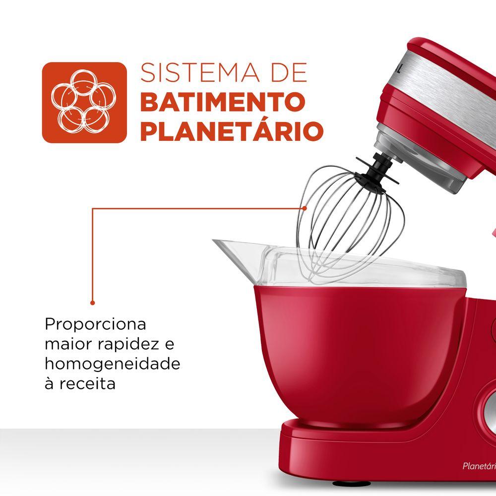 Batedeira Planetária Mondial Vermelho e Inox 700W BP-01P-R - 3