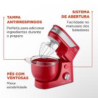 Batedeira Planetária Mondial Vermelho e Inox 700W BP-01P-R - 6