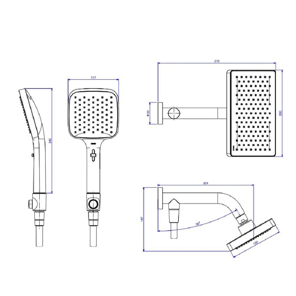 Chuveiro Parede Com Desviador Deca Flex Cromado 2084.c.des - 3