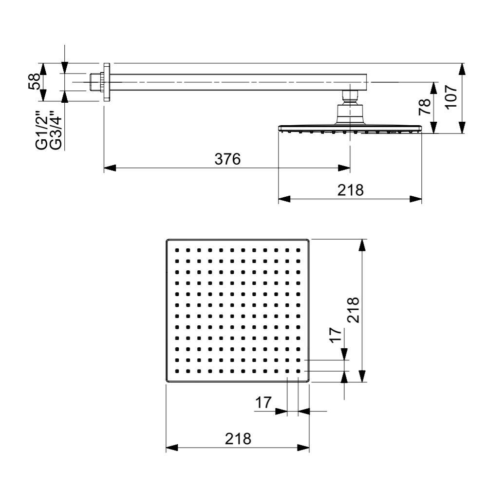 Chuveiro Celite Elite C/ Braco Parede Quadrado Cr B5008c8crb - 2