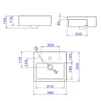 Cuba Semiencaixe Deca Retangular 36x32,5 Branc Gelo L.733.17 - 3
