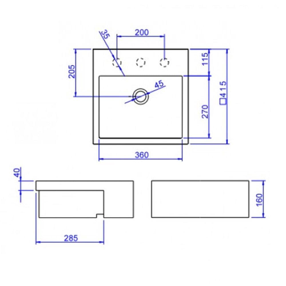 Cuba Semi Encaixe Deca Quadrada L.830.17 - 2