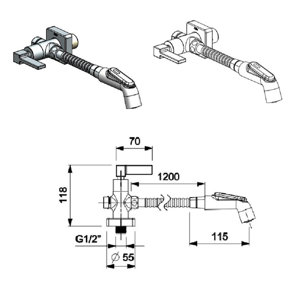 Ducha Higienica Celite Elite C/ Derivacao Cromado B5007c8crb - 2