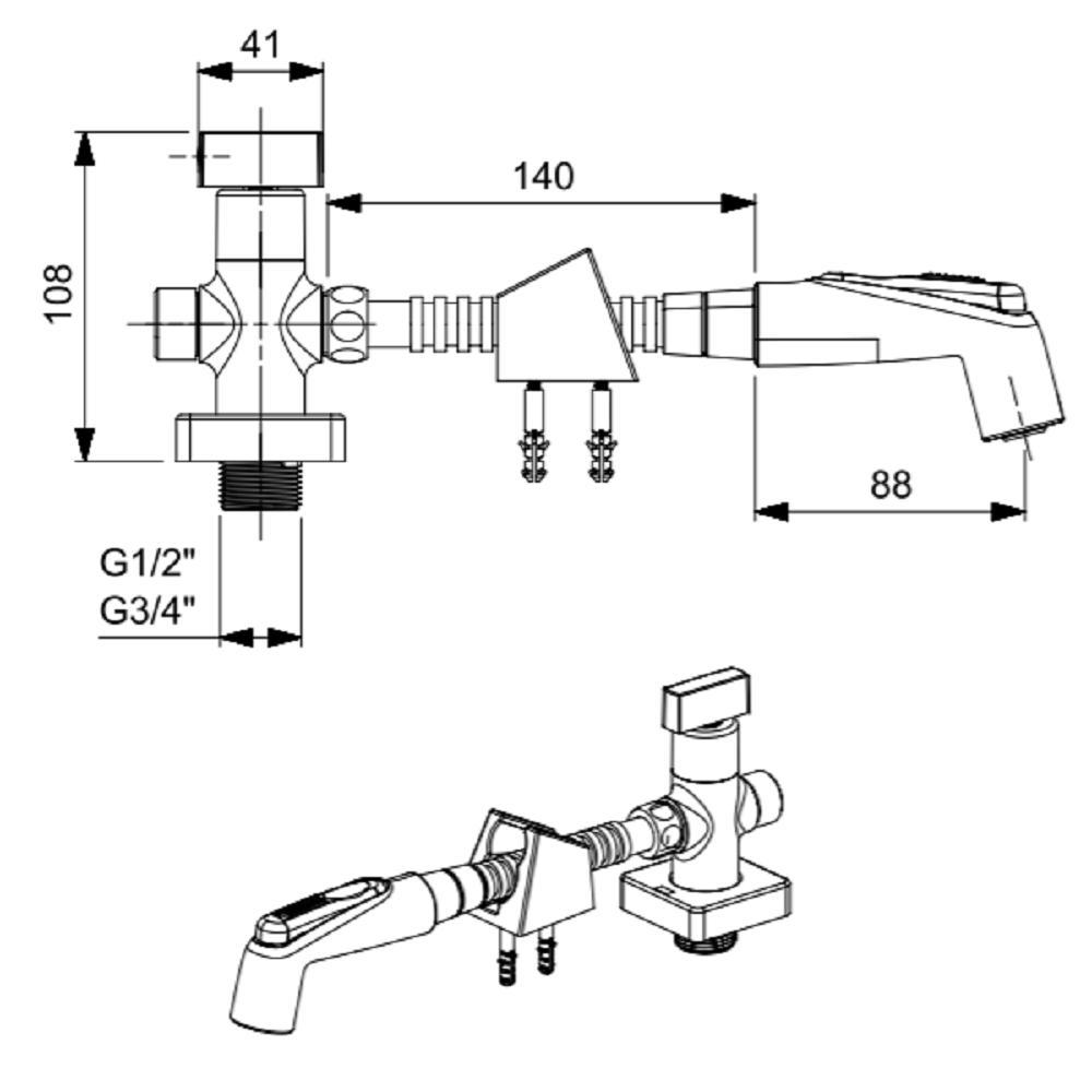 Ducha Higienica Celite Flow Com Derivaçao Cromado B5004f3crb - 2