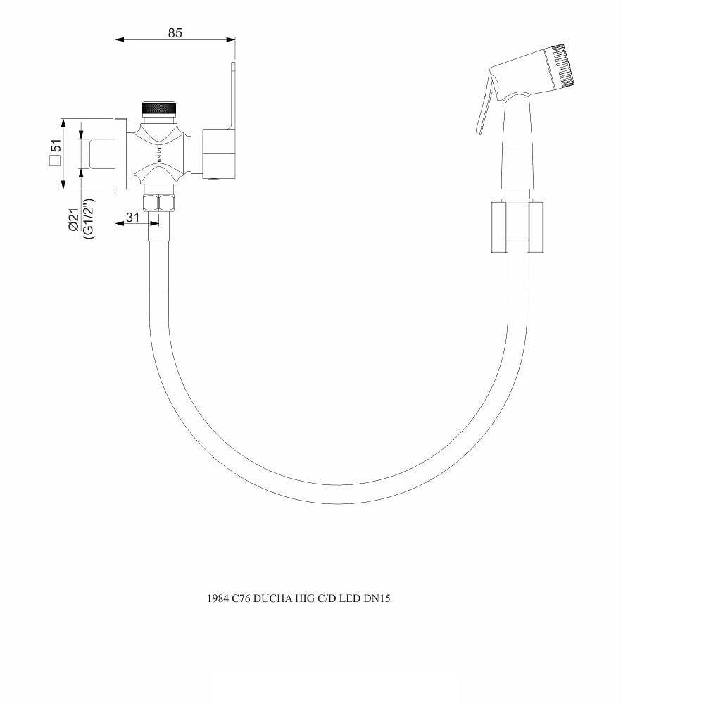 Ducha Higienica Perflex Led C/derivação Preto Fosco 10308724 - 2