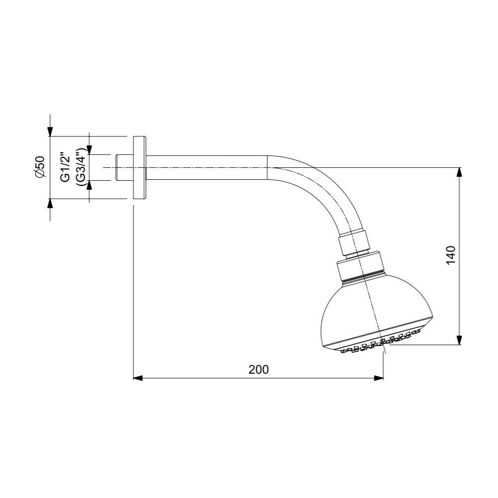 Ducha Parede Celite Volga 90mm Com Braco Cromado B5847c6crb - 2