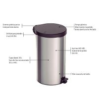 Lixeira Com Pedal 20l Tramontina New Inox Polido 94538720 - 6
