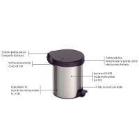 Lixeira com Pedal 5L Tramontina New Aço Inox Polido 94538705 - 7
