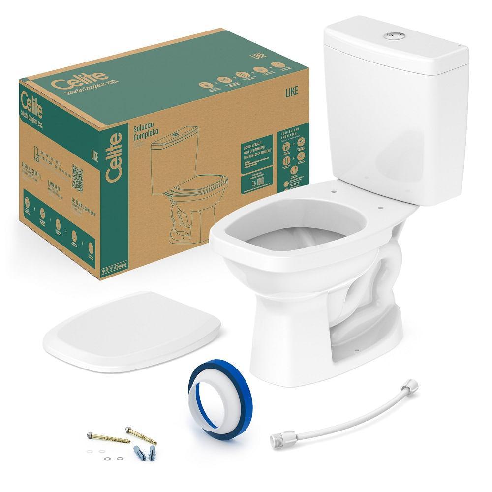 Kit Vaso Sanitario Completo Com Caixa Acoplada e Acessórios Celite Like Branco 1647230010300 - 1