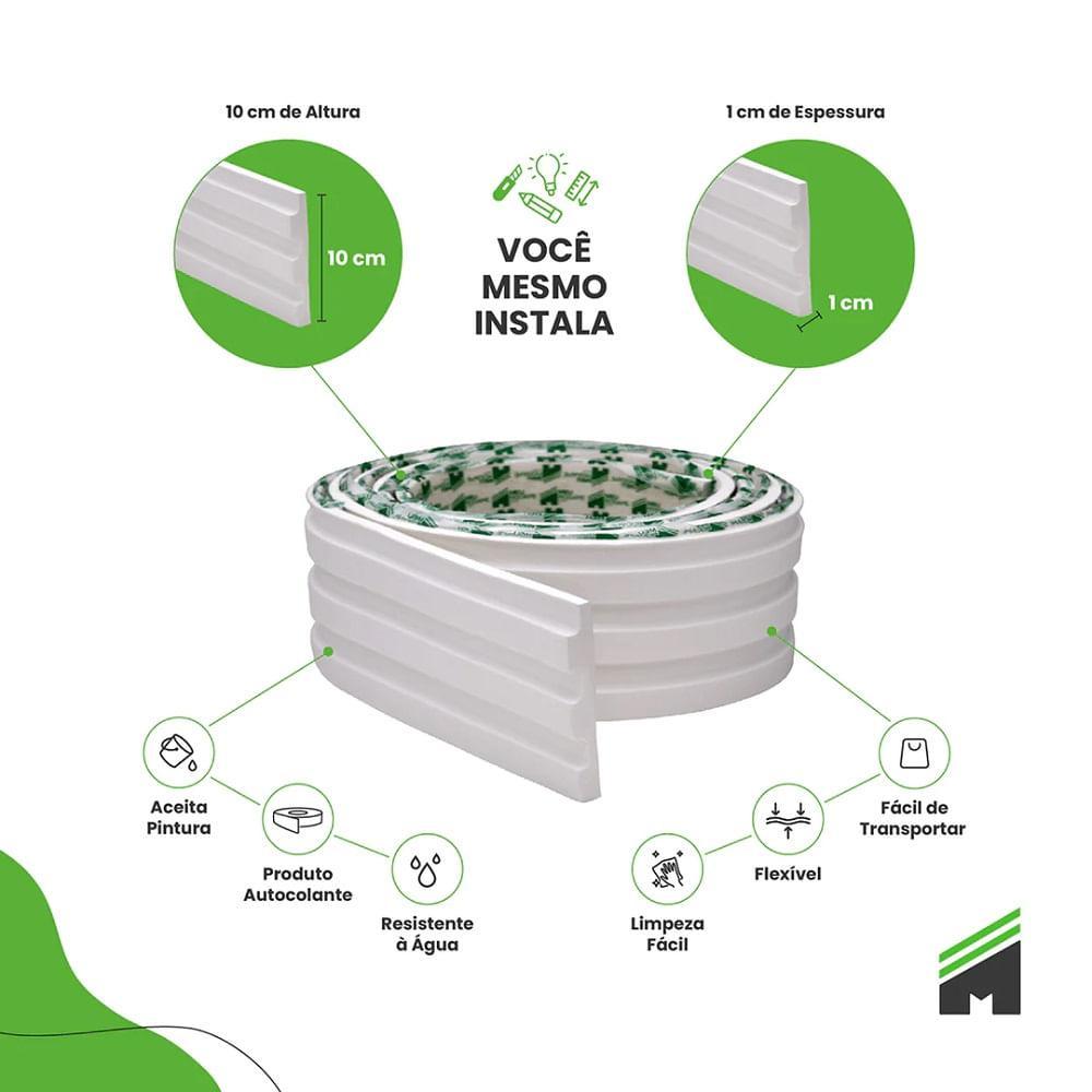 Painel Meu Rodape 10x1 Ripado Branco Eva Curvo P/ Pintura Rpdoc01 (Rolo 2,5m) - 3