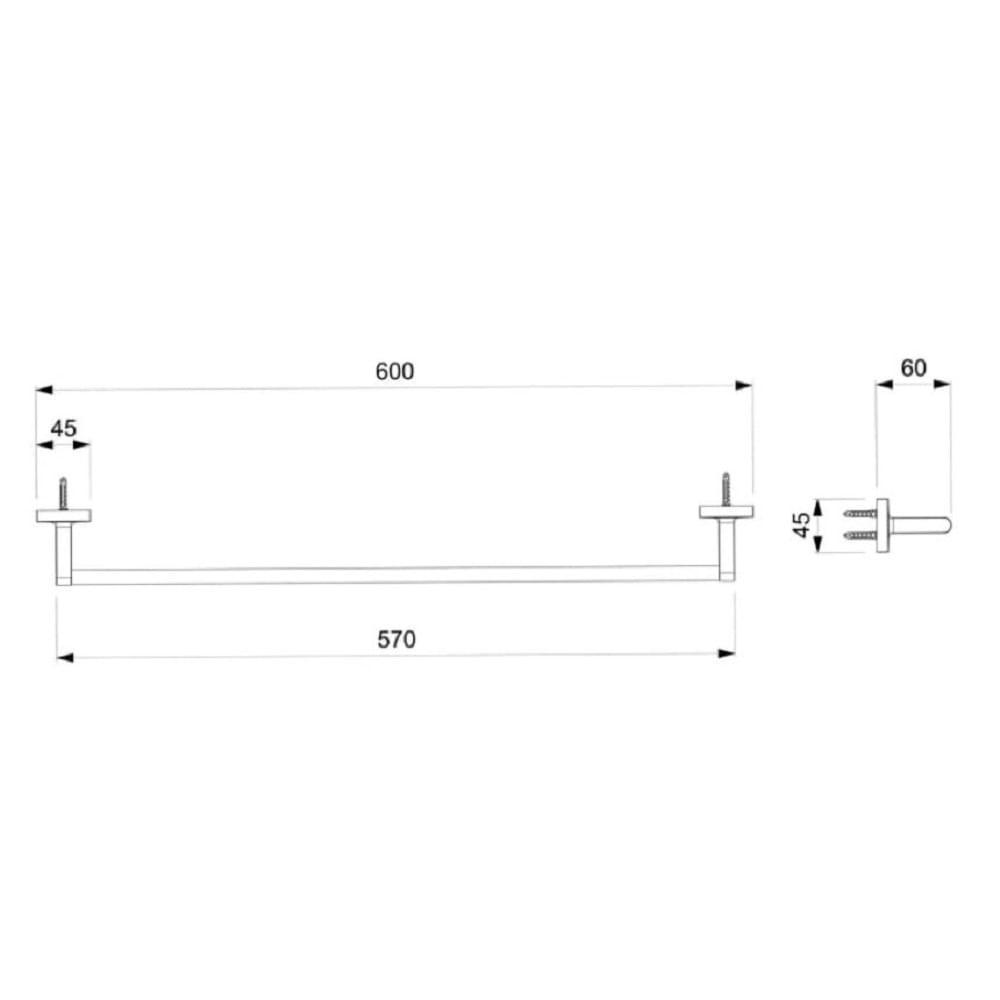 Porta Toalha Barra 60cm Celite Up Preto Matte B5033cl0r0 - 4