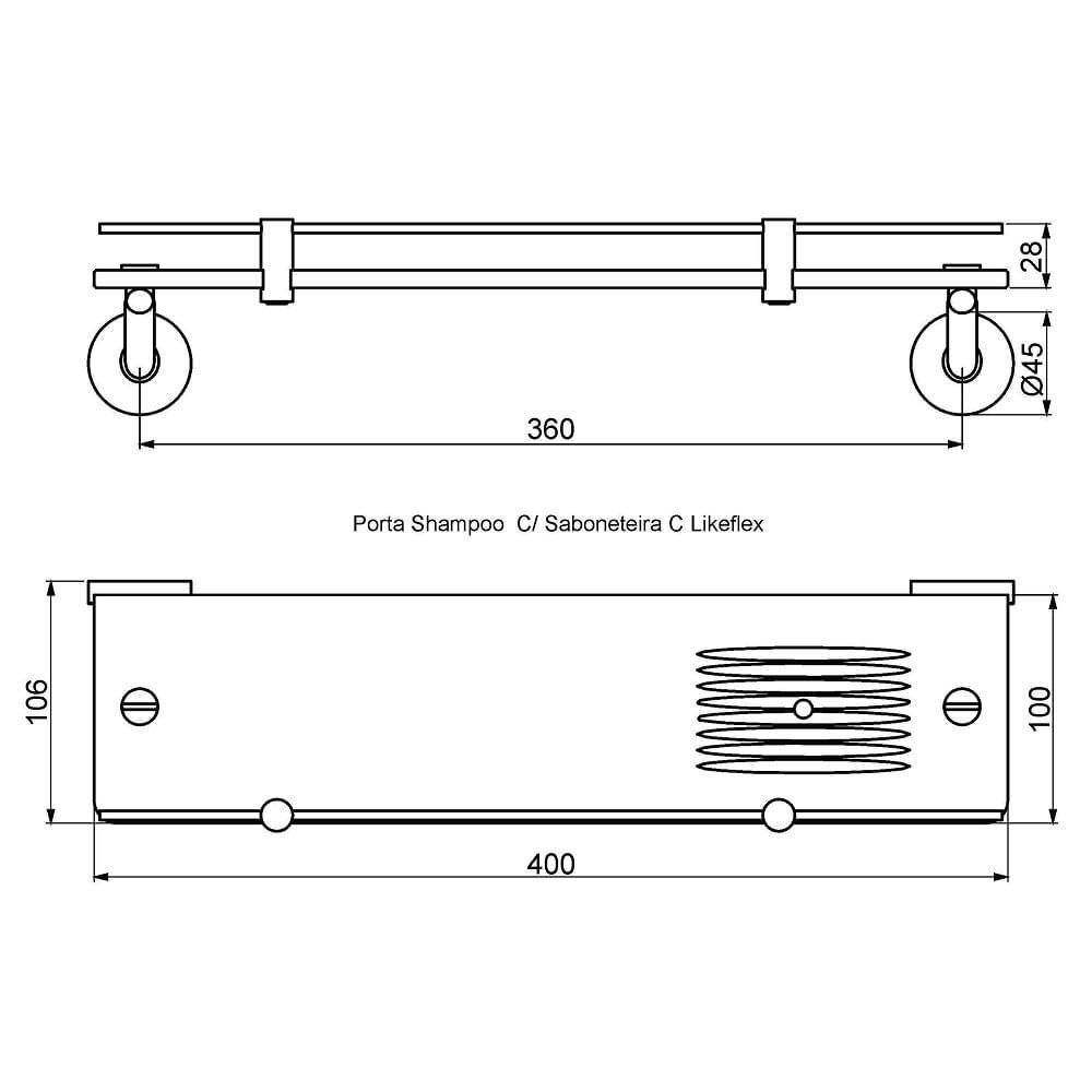Porta Shampoo Com Saboneteira Perflex Like Cromado 12129710 - 3