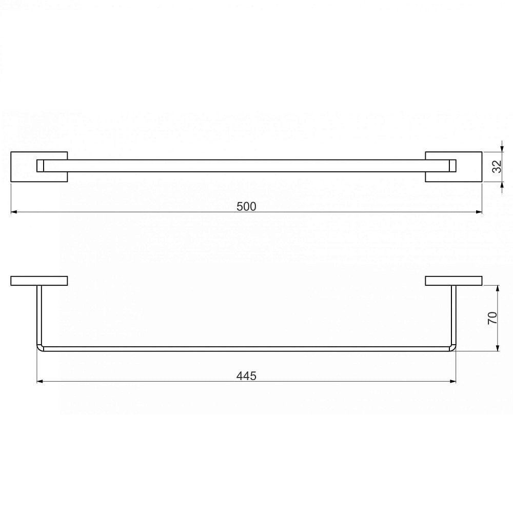 Porta Toalha De Banho 50cm Perflex Dom Preto Fosco 12132924 - 3