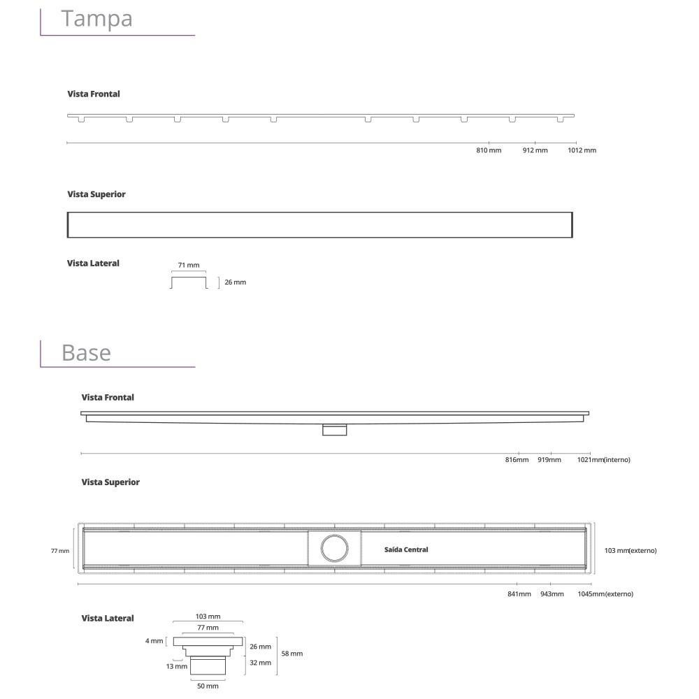 Ralo Linear Royal Seco Line 80cm Tampa Aço Inox Cod.116 - 3